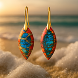 Elaria – Earrings of Red Coral and Turquoise