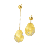 Marine | Golden Droplet Earrings with Crystals
