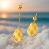 Marine | Golden Droplet Earrings with Crystals