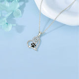 Paw Print and Zircon Necklace - For Dog Lovers