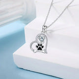 Paw Print and Zircon Necklace - For Dog Lovers