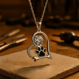 Paw Print and Zircon Necklace - For Dog Lovers