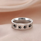 Paw Print Stainless Steel Ring – Symbolic Jewelry for Animal Lovers