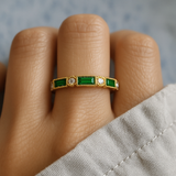 Alex - Green Inlaid Zircon Gold Ring