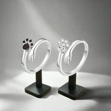 Adjustable Paw-Shaped Ring in Sterling Silver – Hand-in-Paw Design