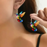 Colorful Hummingbird Earrings – Acrylic Earrings in 2D Design