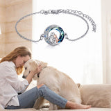 Adjustable Happy Dog Motif Sterling Silver Bracelet