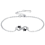 Bracelet with Infinity Symbol and Paw Charm with Zirconia