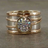 Vintage Inlaid Glass Gold and Silver Ring